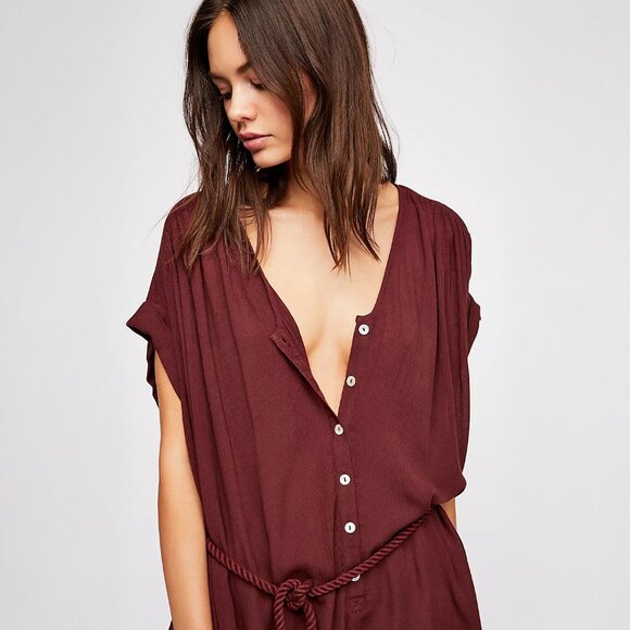 Free People Spanish Summer Romper in Dark Purple - sz Small - Picture 2 of 3